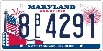 MD license plate 8BL4291