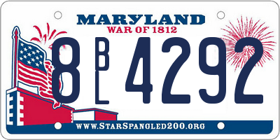 MD license plate 8BL4292