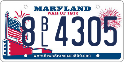 MD license plate 8BL4305