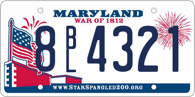 MD license plate 8BL4321