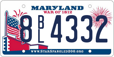 MD license plate 8BL4332