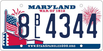 MD license plate 8BL4344