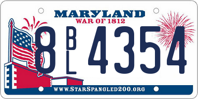 MD license plate 8BL4354
