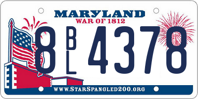 MD license plate 8BL4378