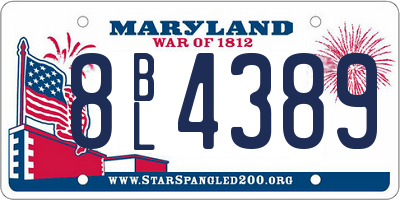 MD license plate 8BL4389