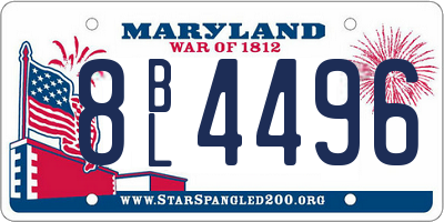 MD license plate 8BL4496