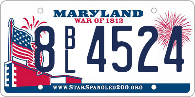 MD license plate 8BL4524