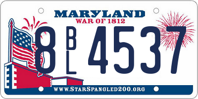 MD license plate 8BL4537