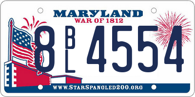 MD license plate 8BL4554