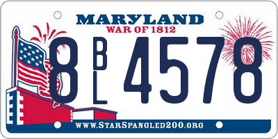 MD license plate 8BL4578