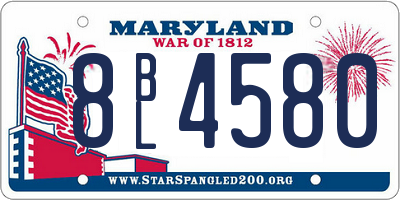 MD license plate 8BL4580