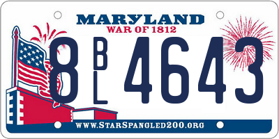 MD license plate 8BL4643