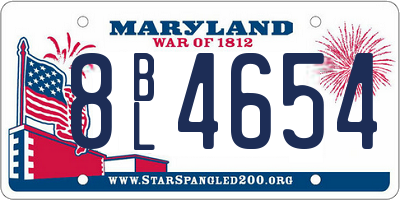 MD license plate 8BL4654