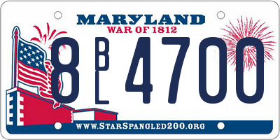 MD license plate 8BL4700