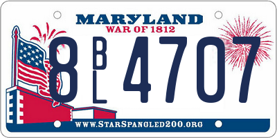 MD license plate 8BL4707