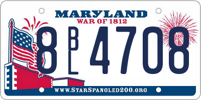 MD license plate 8BL4708