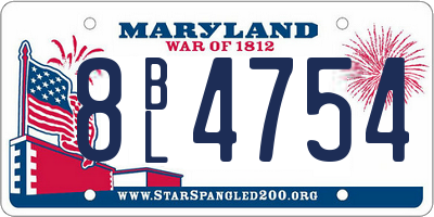 MD license plate 8BL4754
