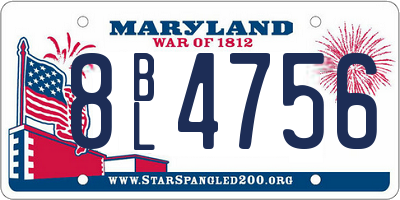 MD license plate 8BL4756