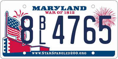 MD license plate 8BL4765