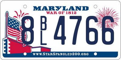 MD license plate 8BL4766
