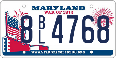 MD license plate 8BL4768