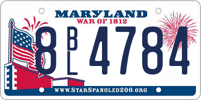 MD license plate 8BL4784
