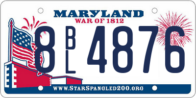 MD license plate 8BL4876