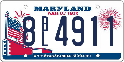 MD license plate 8BL4911