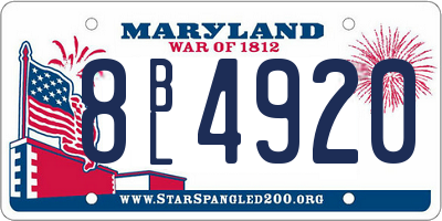 MD license plate 8BL4920