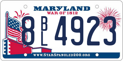 MD license plate 8BL4923