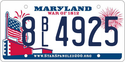 MD license plate 8BL4925