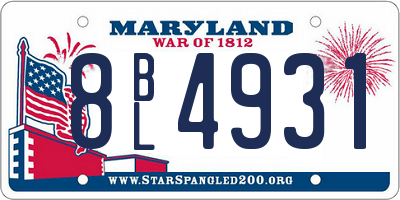 MD license plate 8BL4931
