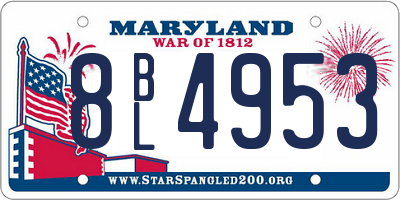 MD license plate 8BL4953