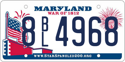 MD license plate 8BL4968