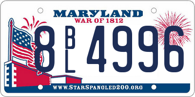 MD license plate 8BL4996