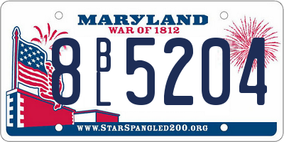 MD license plate 8BL5204