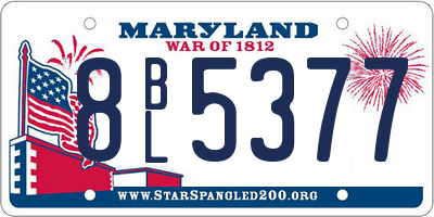 MD license plate 8BL5377