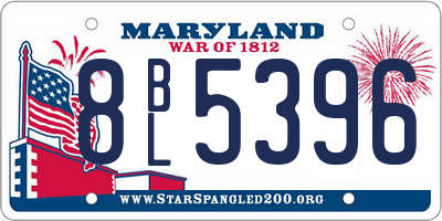 MD license plate 8BL5396