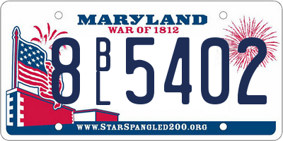 MD license plate 8BL5402