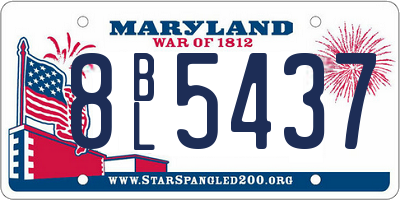 MD license plate 8BL5437