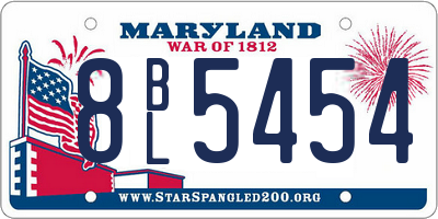 MD license plate 8BL5454