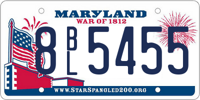 MD license plate 8BL5455