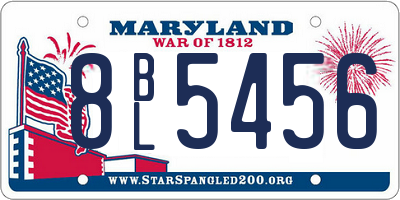 MD license plate 8BL5456