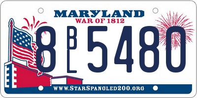 MD license plate 8BL5480