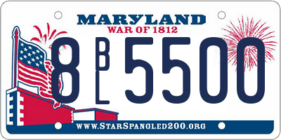 MD license plate 8BL5500