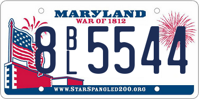 MD license plate 8BL5544