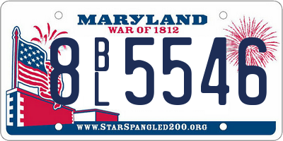MD license plate 8BL5546