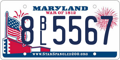 MD license plate 8BL5567