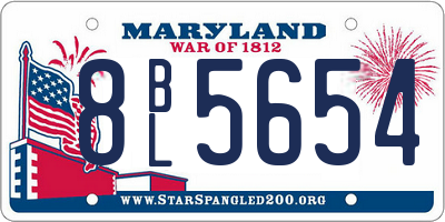 MD license plate 8BL5654