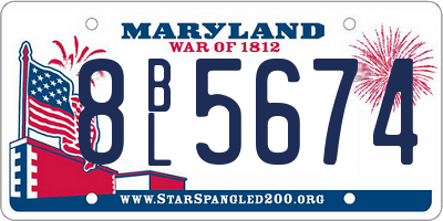 MD license plate 8BL5674